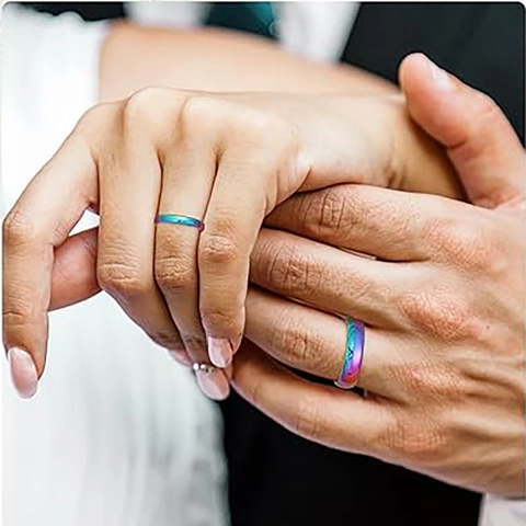 Minimalist Rainbow Tungsten Carbide Ring For Men Women Polished Gradient Multicolor Fashion Jewelry Wedding Engagement Band