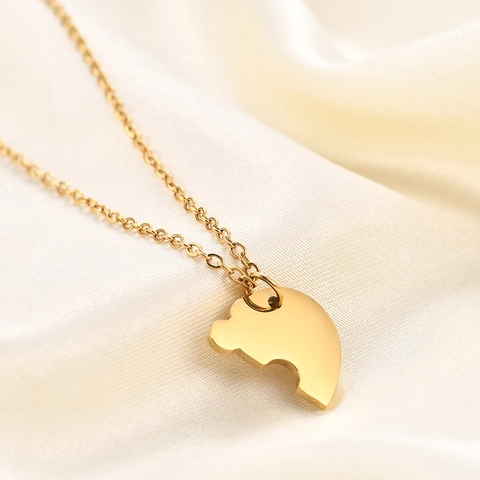 Stainless Steel Heart Puzzle Necklace Set Engraved Mom Sister Son Pendant Family Friendship Jewelry For Women Men
