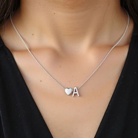 Personalized Initial Letter Heart Pendant Necklace 316L Stainless Steel 14K Gold Plated Name Choker Jewelry Gift For Women Girls