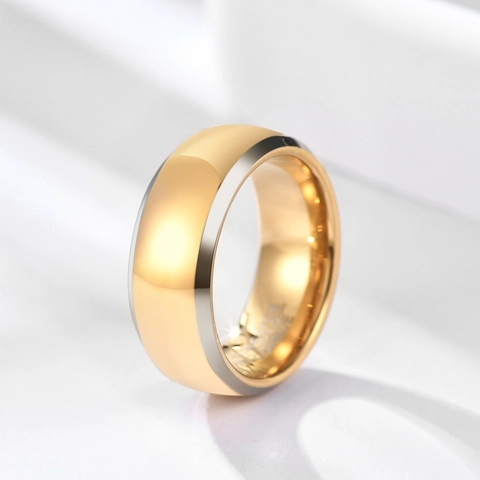 Tungsten Carbide Ring For Men Women Two Tone Gold Black Silver Polished Comfort Fit Fashion Jewelry Band Ring Gift