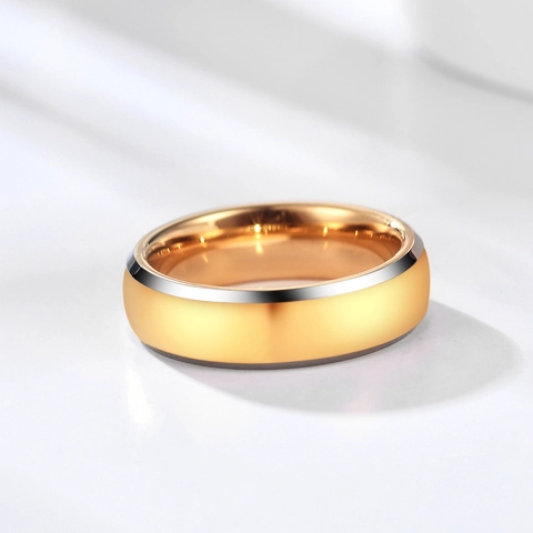 Tungsten Carbide Ring For Men Women Two Tone Gold Black Silver Polished Comfort Fit Fashion Jewelry Band Ring Gift