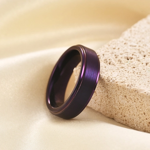 Bague Simple en Carbure de Tungstène Brossé pour Hommes Femmes Bijoux de Mode Finition Mate Bord Poli Bague Unisexe