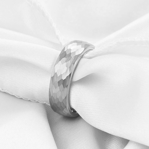 6mm Hammered Tungsten Carbide Ring For Men Women Vintage Fish Scale Polished Wedding Band Fashion Jewelry Finger Ring Gift