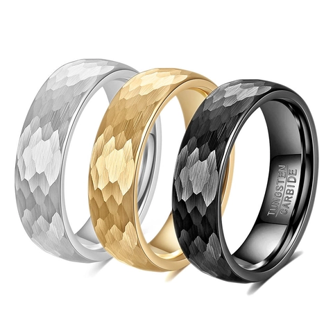 6mm Hammered Tungsten Carbide Ring For Men Women Vintage Fish Scale Polished Wedding Band Fashion Jewelry Finger Ring Gift