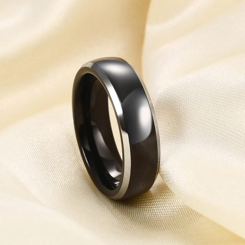 Tungsten Carbide Ring For Men Women Minimalist Polished Plain Band 6mm 8mm Width Black Gold Silver Color Unisex Fashion Jewelry