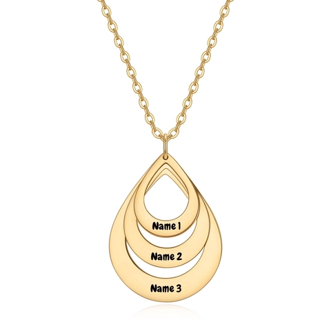 Halsketting Met Drie Lagen Geneste Waterdruppel Hanger 304 Roestvrij Staal Minimalistische Sieraden Voor Vrouwen Cadeau