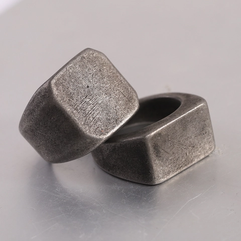 Vintage Stainless Steel Signet Ring For Men Geometric Square Heart Rhombus Pattern Distressed Industrial Style Jewelry