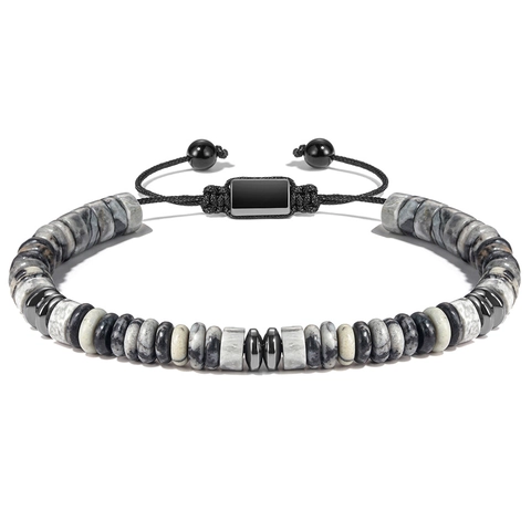 Natural Tiger Eye Obsidian Abacus Bead Woven Adjustable Bracelet For Men Women Stainless Steel Natural Stone Jewelry
