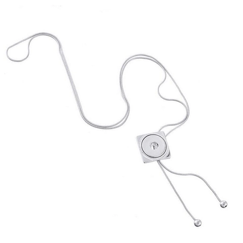 Dames Zilverkleurige Drukknop Ketting Lange Kwast Slangenketting Zinklegering Minimalistische Sieraden Verwisselbare Hanger