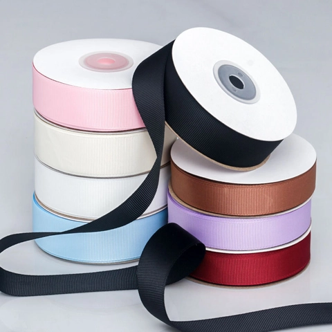 Polyester Grosgrain Ribbon For DIY Crafts Floral Gift Packaging Hair Bows Accessory Cake Decoration Solid Color Ribbon