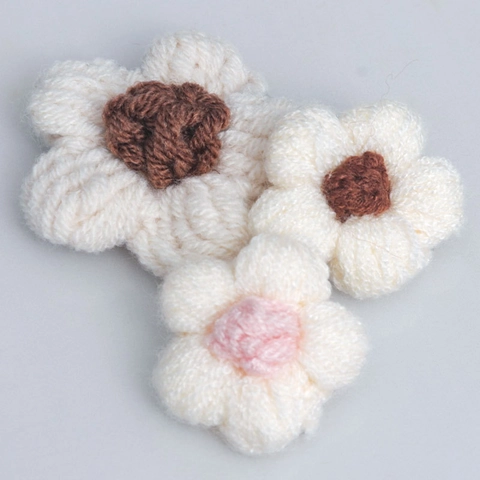 Handmade DIY Crochet Puff Flowers Soft Cotton Yarn Floral Ornament For Clothing Hat Bags DIY Craft Decor Accessories