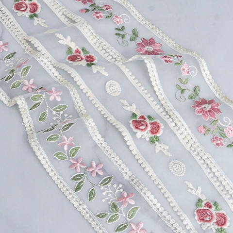 Squisito Pizzo Ricamato Floreale Nastro a Rete Con Bordo Festonato per Cucito Fai da Te Accessori Abbigliamento Casa Matrimonio