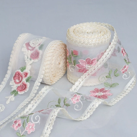 Squisito Pizzo Ricamato Floreale Nastro a Rete Con Bordo Festonato per Cucito Fai da Te Accessori Abbigliamento Casa Matrimonio
