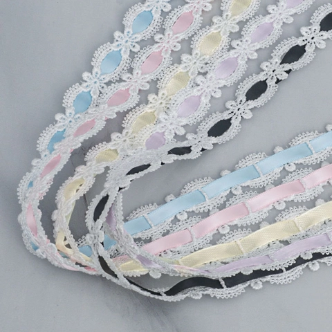 Polyester Lolita Lace Trim Ribbon Double Sided Hollow Embroidery Lace For DIY Garment Sewing Wedding Party Decor Craft