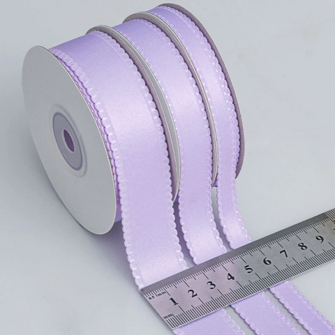 Korean Style Scalloped Edge Satin Ribbon For DIY Bows Clothing Accessories Solid Color Wave Trim Craft Decorative Ribbon