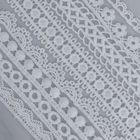 Milk White Hollow Out Lace Trim Embroidery Water Soluble Floral Ribbon DIY Sewing Craft Garment Decoration Accessories
