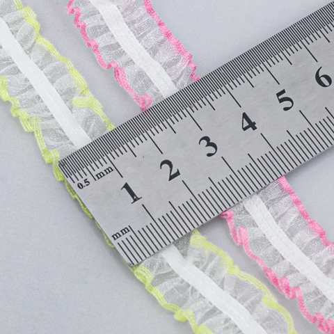 Pizzo Elasticizzato Arricciato per Fai da Te Accessori Abbigliamento Decorazione Cerchietti Nastro Decorativo in Poliestere Pieghettato