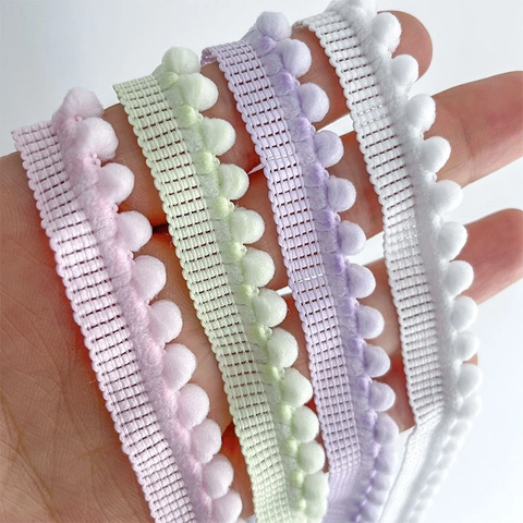 Macaron Color Pom Pom Trim Polyester Decorative Lace Ribbon For DIY Craft Clothing Sewing Accessories
