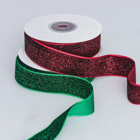 Shiny Glitter Ribbon Roll For Gift Wrapping DIY Crafts Christmas Wedding Party Decorations Sparkling Woven Tape Ribbon