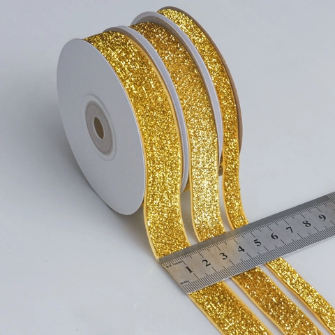 Polyester Glitter Ribbon Sparkling Metallic Webbing For Gift Wrapping DIY Craft Wedding Party Decoration Clothing Accessories