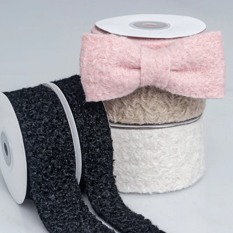 Sherpa Textur Beflockte Wellenförmige Band Für DIY Haarschmuck Bögen Floral Geschenk Verpackung Herbst Winter Dekor Band