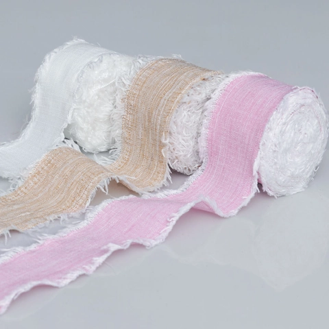 Nastro Sfilacciato a Mano in Cotone Lino Chiffon Nastri di Seta con Frange per Fai da Te Confezioni Regalo Decorazione Bouquet di Fiori Stile Rustico Vintage Accessori per Matrimoni e Feste