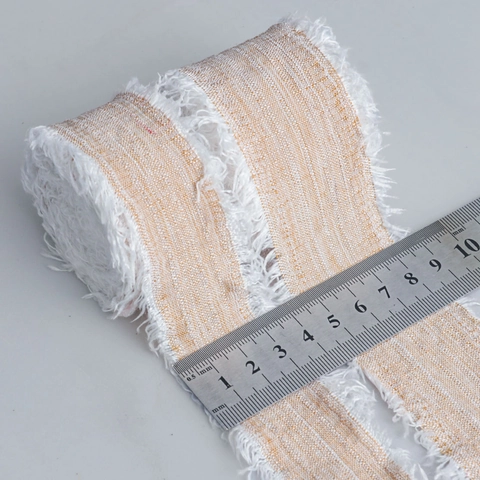Nastro Sfilacciato a Mano in Cotone Lino Chiffon Nastri di Seta con Frange per Fai da Te Confezioni Regalo Decorazione Bouquet di Fiori Stile Rustico Vintage Accessori per Matrimoni e Feste
