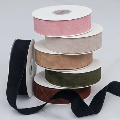 Ruban en Velours Double Face Avec Bord Cousu Pressé Texture Daim Pour Couture Bricolage Emballage Cadeau Accessoires Cheveux Déco