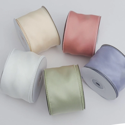 Dubbelzijdig Polyester Satijn Lint Met Draadrand Voor DIY Strikken Cadeauverpakking Bruiloft Feest Decoratie Knutselen