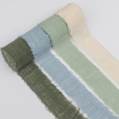 Vintage Handmade Frayed Edge Cotton Linen Ribbon For Gift Wrapping Wedding Bouquet DIY Crafts Sewing Decorative Ribbon