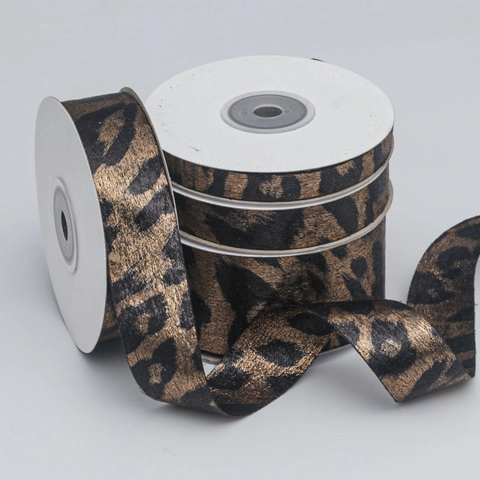 Nastro Con Stampa Leopardata Bronzata Per Fiocchi Fai Da Te Nastro In Tessuto Satinato Con Motivo Animale Per Accessori Abbigliamento