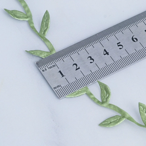 Artificial Green Leaf Vine Satin Ribbon For DIY Handcraft Wedding Garland Gift Wrapping Decoration Botanical Foliage Trim