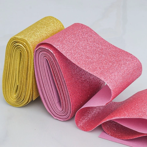 Glitzer PU Leder Band Einseitig Metallisch Funkelnd Stoff Für DIY Handwerk Geschenkverpackung Heim Party Dekoration