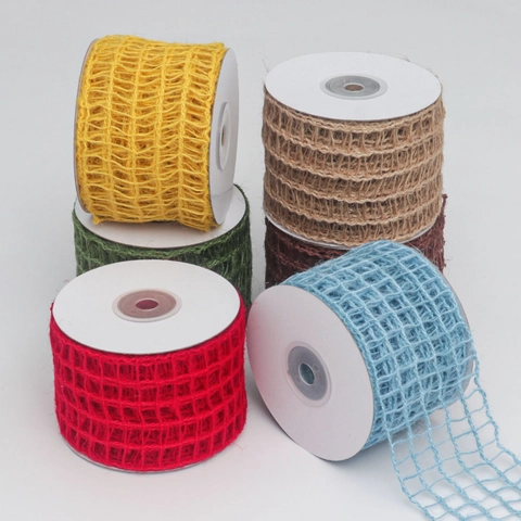 Buntes Ausgeschnittenes Jute-Gitterband Für DIY Bastelarbeiten Geschenkverpackung Garten Schleife Dekoration Rustikales Band