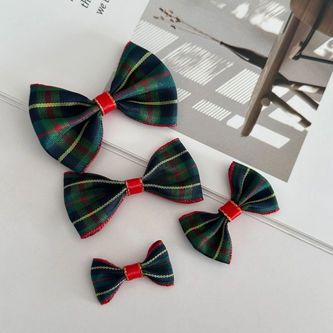 Mini Lazos de Cuadros de Navidad Lazo de Cinta Hecho a Mano DIY Lazos de Poliéster para Cajas de Regalo Accesorios para el Cabello Decoración Ropa