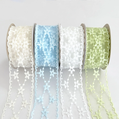 Stern Bestickt Spitzenband Polyester Netz Spitze Besatz Für DIY Handwerk Hochzeit Geschenk Verpackung Lolita Zubehör