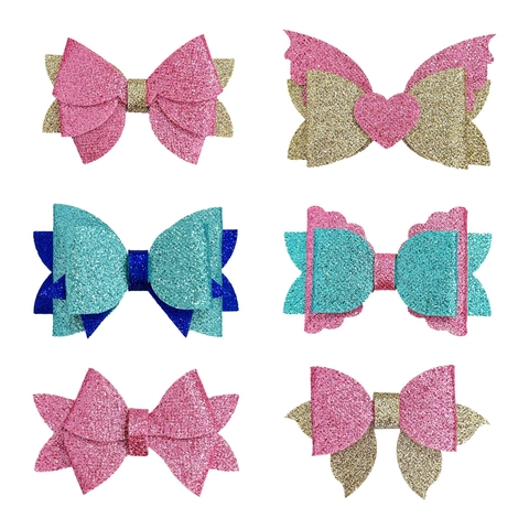 Shiny Glitter Bow Hair Accessories Polyester Bowknot For DIY Crafts Headwear Clothing Decoration Gift Box Ornaments For Girls