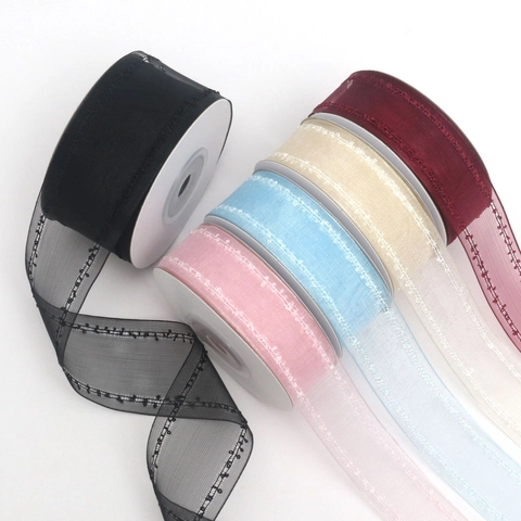 DIY Nastro di Organza Con Bordo Ondulato Ricamato Per Accessori Per Capelli Confezioni Regalo Nastro in Filato di Neve Per Artigianato