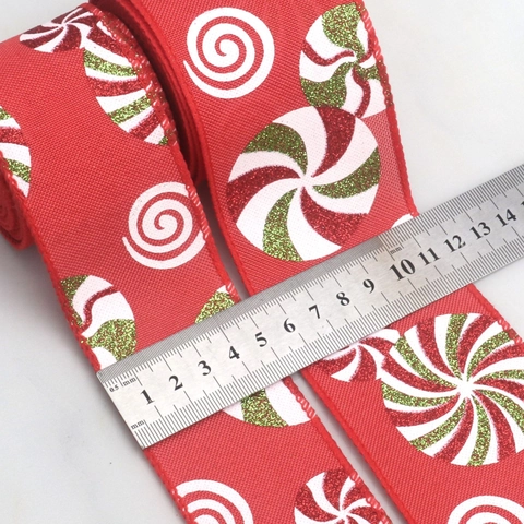 Weihnachten Kunstleinen Band Süßigkeiten Druck Glitzer Dekoratives Band Für Weihnachtsbaum Kränze DIY Handwerk Geschenke