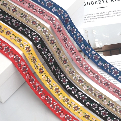 Ruban Jacquard Floral de Style Ethnique Sangle en Polyester Brodée pour Couture DIY Accessoires de Vêtement Décoration