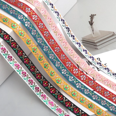 Vintage Ethnic Style Floral Embroidery Ribbon Polyester Jacquard Webbing For Clothing DIY Craft Decoration Gift Packaging Accessories