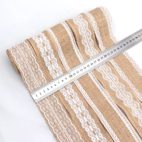 Rustic Jute Burlap Ribbon With White Lace Trim For Wedding DIY Crafts Gift Wrapping Christmas Party Home Decoration Ribbon