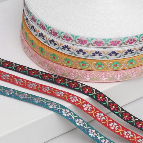 Vintage Ethnic Style Floral Embroidery Ribbon Polyester Jacquard Webbing For Clothing DIY Craft Decoration Gift Packaging Accessories