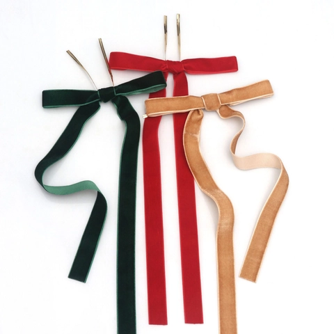 Nœud en Ruban de Velours de Noël Avec Attache Décoration Suspendue pour Sapin de Noël Nœud en Velours pour Boîte Cadeau Fête