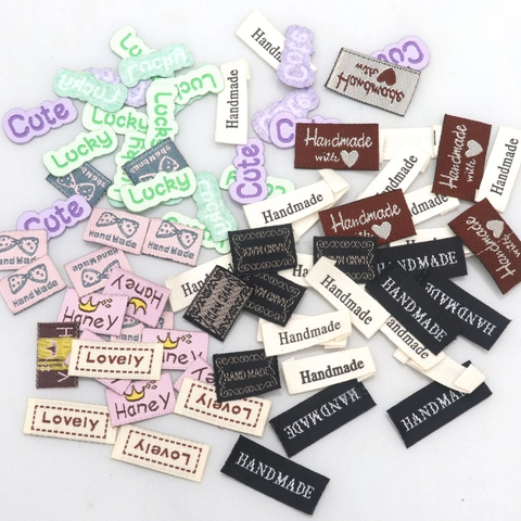 Handmade Woven Polyester Labels Multi-Color Embroidery Sewing Tags For DIY Crafts Bag Hat Clothing Decoration Accessories