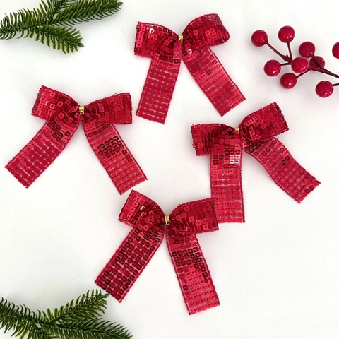 Rote Pailletten Weihnachts Schleife Dekoration Für Weihnachtsbaum Glitzer Feiertags Schleifen Für Geschenkverpackung Hochzeit Party Haus Dekor