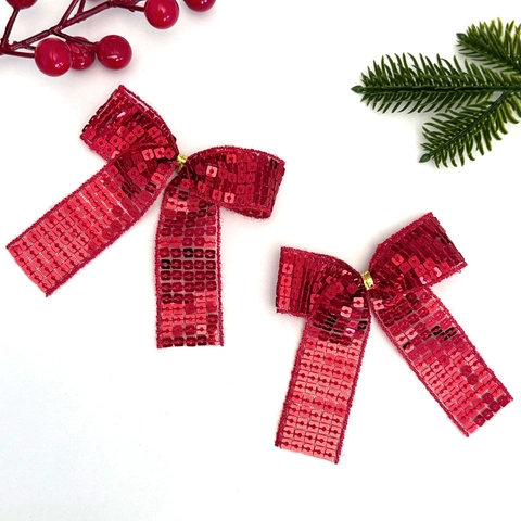 Rote Pailletten Weihnachts Schleife Dekoration Für Weihnachtsbaum Glitzer Feiertags Schleifen Für Geschenkverpackung Hochzeit Party Haus Dekor