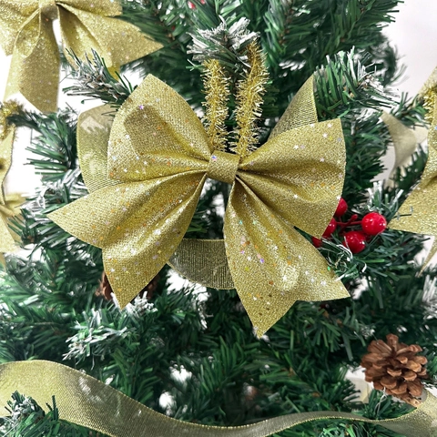 Weihnachten Glitzer Gold Schleifen Dekorationen Für Weihnachtsbaum Geschenkkarton Weinflasche Party Dekor Polyester Schleifen