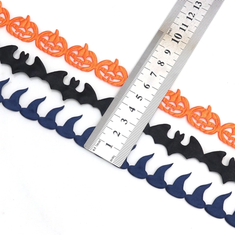 Nastri in Finto Lino Goffrati di Halloween Con Motivi a Zucca Pipistrello Cappello da Strega per Confezioni Regalo Fai-da-Te