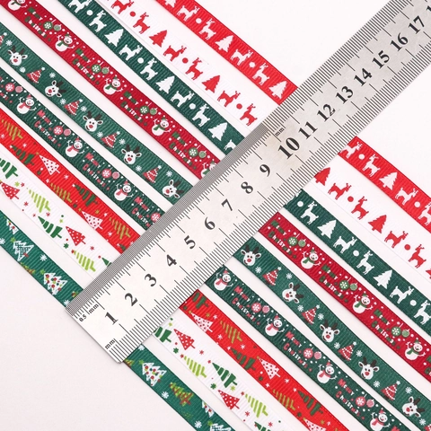 Nastro Grosgrain di Natale Con Stampa di Renne Albero Pupazzo di Neve Nastro a Costine in Poliestere per Confezioni Regalo Fai da Te